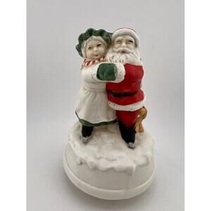 Vintage Vigor Mr & Mrs Santa Claus Musical Spin Box‎ Perfect for Christmas Gift